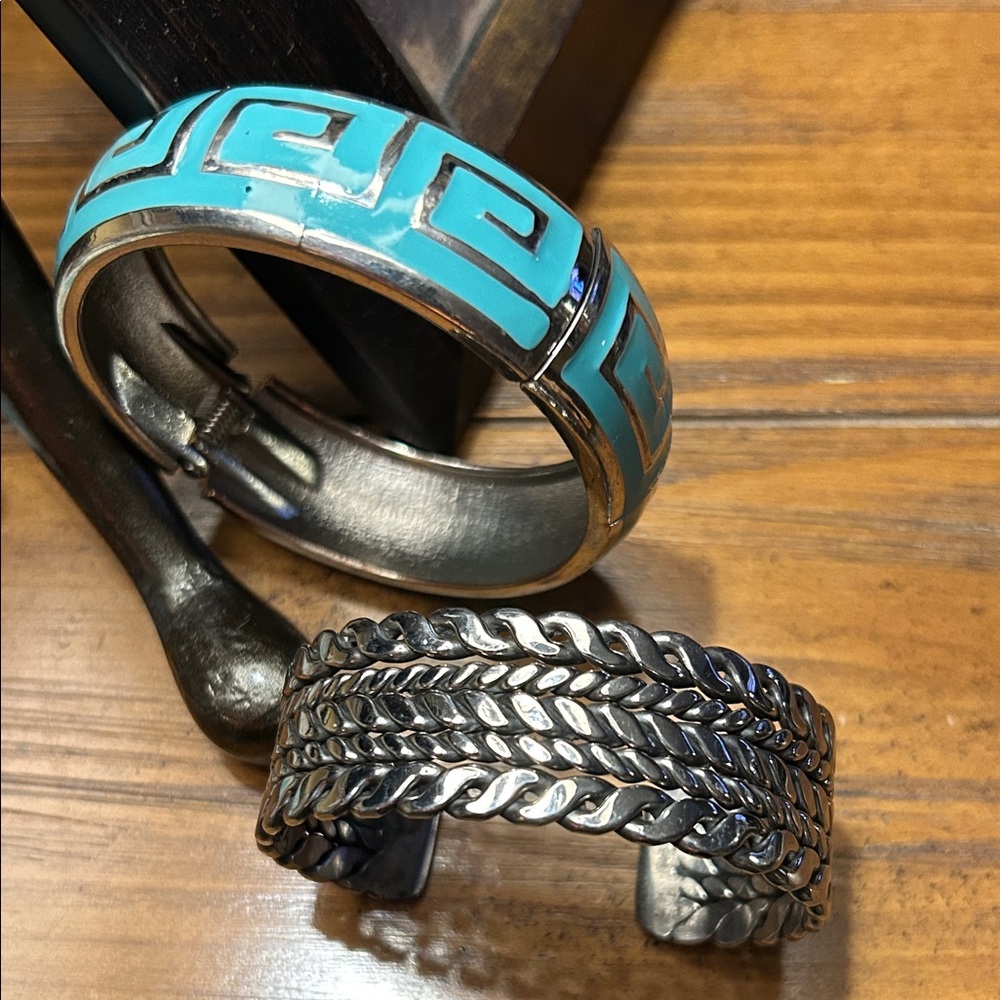 Silver and Turquoise Cuff Bracelet Set